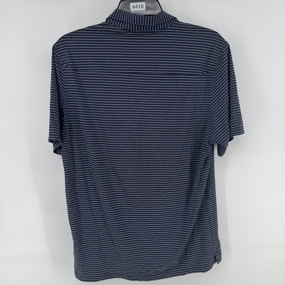Rhone Polo Shirt Mens Medium Blue Stripe Performance Golf Casual Stretch Summer - Picture 7 of 7